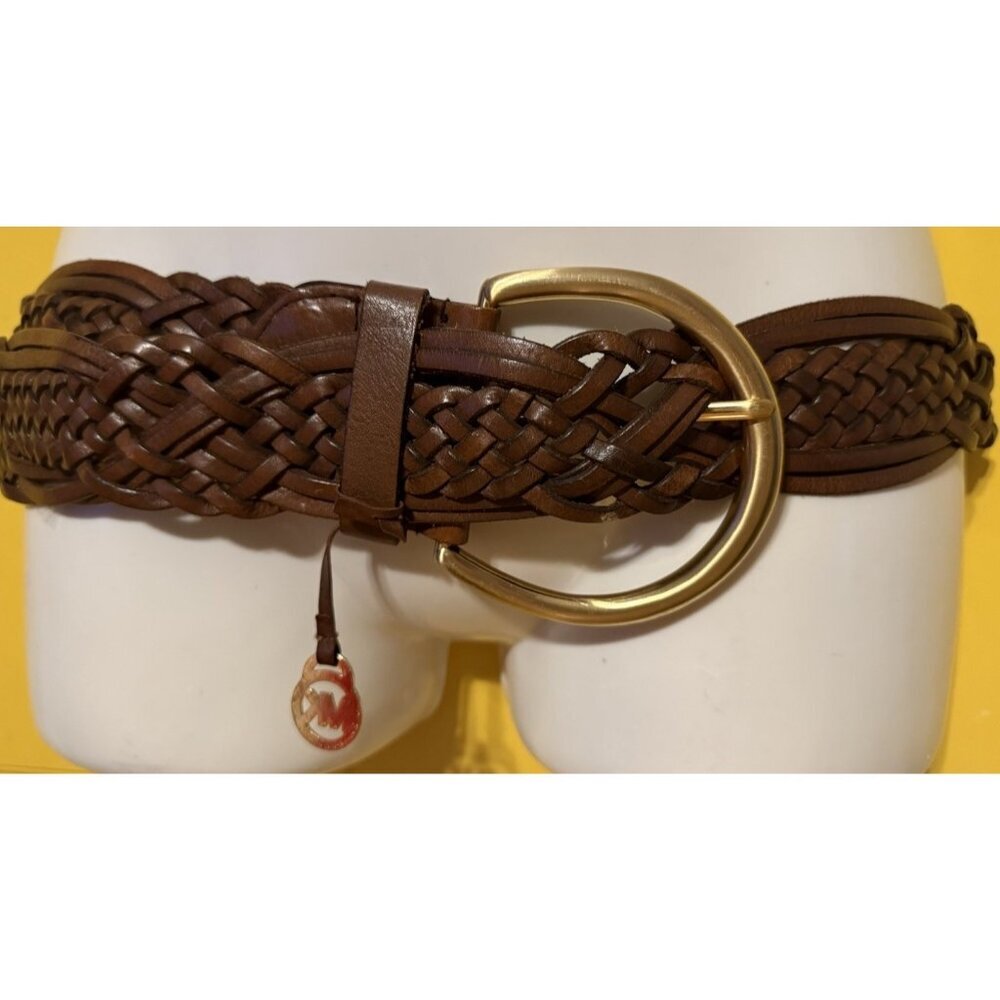 Michael Michael Kors Genuine Leather‎ Statement Belt SZ Medium Braided Glam Rock